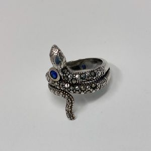 Snake ring 925 sterling silver for women with small zirconia